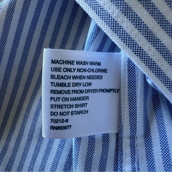 Stafford Wrinklefree Unisex Blue/White Oversized Oxford Buttondown, XL - Picture 7 of 9